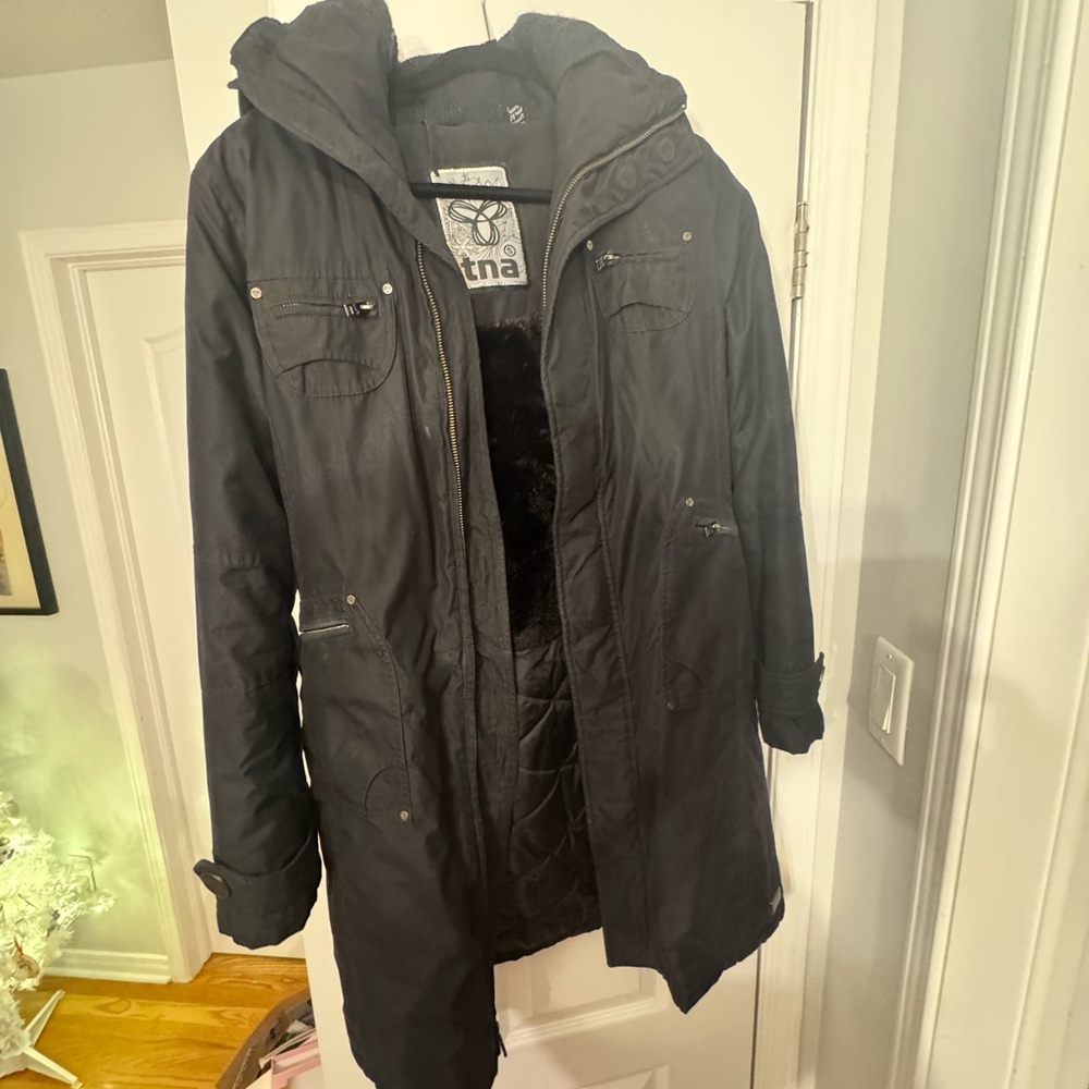 TNA Black Hooded Military Jacket